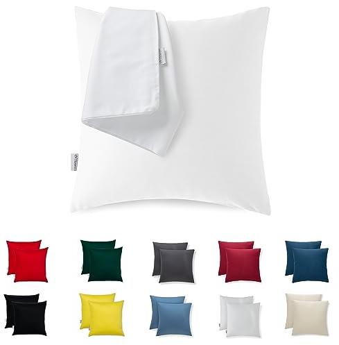 Kissenbezug 35x35 Mikrofaser Premium 2er Set Kissenhülle Deko für Kissen Sofa/Bett Stoff Superweicher Resistent Hypoallergen Anti-Milben Atmungsaktiv Kopfkissenbezug mit Verdecktem Zip Voll Waschbar