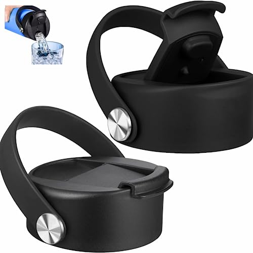 FLORAPELL Deckel kompatibel mit Hydro Flask 12 16 18 20 32 40 oz breite Öffnung, Klappdeckel Ersatzdeckel mit Flexgurt-Griff, auslaufsicherer Flaschenverschluss für Hydro Flask Kaffeebecher, schwarz -