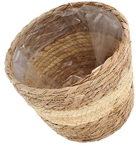 Yardenfun Panier De Fleurs Cache-Pot Décoratif Panier De Plantes à Tisser Panier De Jardinière en Jonc De Mer Porte-Pot en Osier Panier en Jonc De Mer Rotin Plastique Arrangement De Fleurs