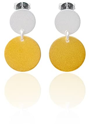 Nature Rebel Bicolor Ohrstecker 925Silber 14K Vergoldet Geo Minimal Rund mattiert