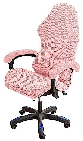 Housses De Chaise De Jeu avec 2 Housses D'accoudoir, Antidérapant Housses De Chaise De Gaming avec Fermeture éclair, Antipoussière Lavable Housse De Chaise De Bureau-Rose