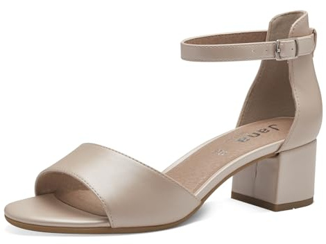 Jana Damen Sandalen mit Absatz Festlich Vegan, Beige (Perlmutt), 40 EU