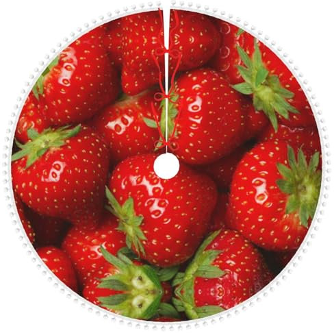 OPSREY Rote Erdbeere Obst gedruckt Weihnachtsbaum Rock Abdeckung Weihnachtsbaum Dekoration