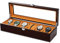 Niboow Uhrenbox 6 Uhren Holz Uhren Aufbewahrungsbox mit Glasdeckel, mit 6 Herausnehmbaren Uhrenhalter Uhrenschachtel, Display Lagerung Organizer Uhrenkasten, Uhrenkissen, Herren Mädchen Geschen