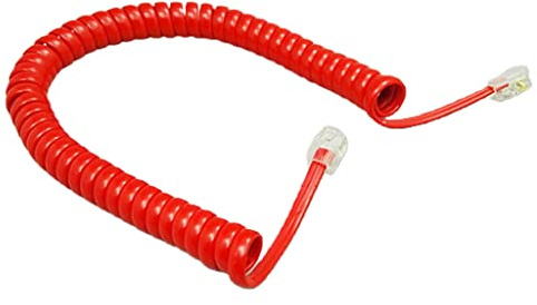 XROLAND Cavo per cornetta telefonica a quattro core, 1,85 m, modulare, a spirale, nero/rosso, bianco, riccio, 1,85 m
