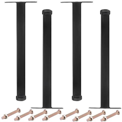 Esforzarse Pieds de lit, 4 pieds pour sommier à lattes 25 cm, en fer, carré, universel, hauteur 25 cm, support en métal