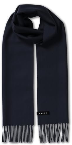 FALKE Unisex Winter-Schal Basic Woven With Fringes U Sc Wolle schnelltrocknend warm 1 Stück, Blau Night Sky 6437, ONESIZE
