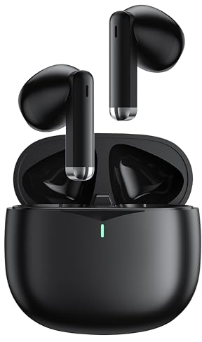 h24z E28 Kopfhörer Kabellos Bluetooth 5.3-Ohrhörer mit HD-Mikrofon, HiFi-Kopfhörern, 13-mm-Treiber, 60ms Niedriger Latenz und 4 Mikrofonen + ENC-Anrufklarheit.