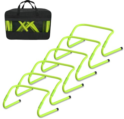 FIVMEN Speed/Agility Fussball Hürden Trainingszubehör 6er Höhenverstellbar 46x30cm Fußball Hürdenset für Schnelligkeits Trainingshilfe Beweglichkeits Koordinationstraining