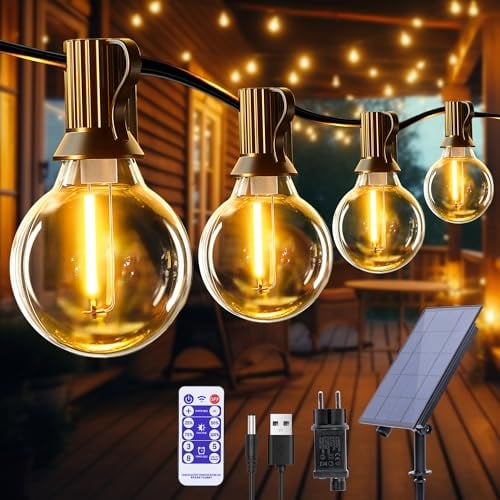 Led Lichterkette Außen, 12M 39FT Lichterkette Outdoor Strom mit 30+1 G40 Glühbirnen, Wetterfest Bruchsichen Lichterketten, Aussenlichterkette für Garten,Balkon,Hochzeit,Party