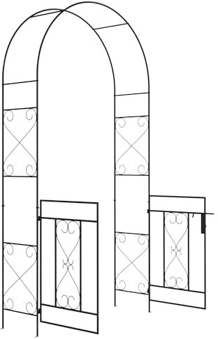 Outsunny Arche de Jardin avec portillon Arche à rosiers Treillis Style Fer forgé métal époxy dim. 114L x 36l x 232H cm Noir