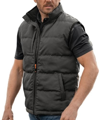 Xpert - Padded Body Warmer Gilet For Men And Women. 300D Polyester Lightweight Sleeveless Water Repellent & Wind Resistant Outerwear Jacket, Unisex Fit With Fleece Collar And Pockets (Grey, 3XL)
