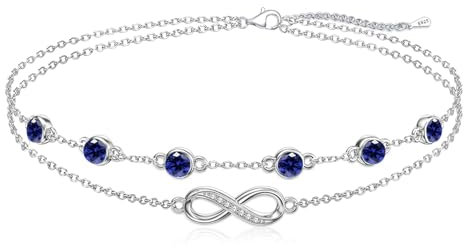 Cosie Lily Infinity Armband Damen Geburtsstein 925er Sterlingsilber Unendlichkeitszeichen Doppelherz Armband Schmuck 925er Silber GeburtstagsGeschenk für Frauen Freundin Mutter