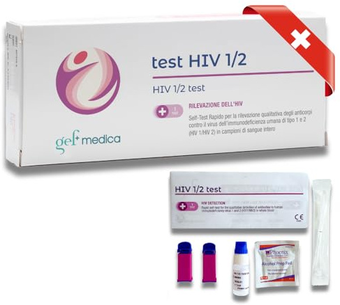 Gef Medica® Test HIV‑1/2 Rapido a Casa – 1 Autotest IgG/IgM 10 min | Rileva Anticorpi, Uso Riservato, Made in Swiss - CE