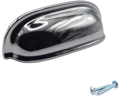 M4TEC Coquille Coupe Cuisine Armoire Porte Poignées Placard Tiroir Chambre Meubles Tirer Chrome Poli. Série VG5: Entraxe 64 mm