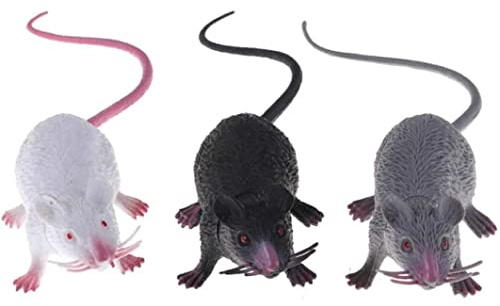 SMELEYOU Faux Rat Rat réaliste Rat Rat Rat Plastique Rats réalistes Fausse Souris Halloween Tricks farps accesstes Jouet 3pcs Halloween décorations