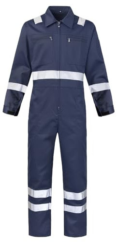 KTWOLEN Men's Work Coveralls Hi Viz Garages Work Boiler Suit Warehouse Workshop Coverall Workwear Boilersuit Overalls, Navy Blue, XL