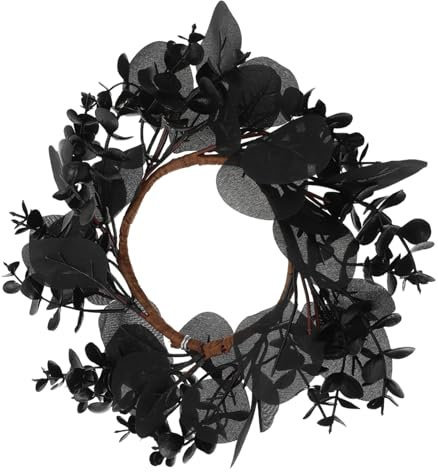 Amosfun Schwarzer Halloween-Blumenkranz Im Gothic-Stil Heimdekoration Foto-Requisite Kranz Für Die Haustür