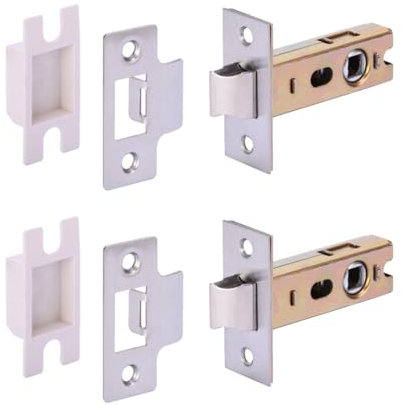 HANDLEZONE® 2 Pack 65mm (2 1/2 inch) Satin Stainless Steel Premium Tubular Mortice Latch, Catch - 45mm Backset, for Internal Timber Doors