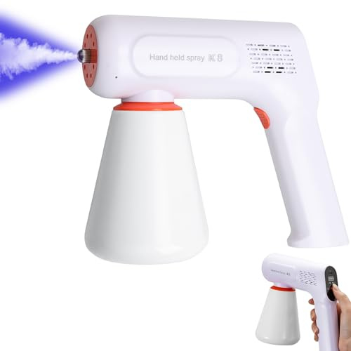 Wandefol Blaulicht Nebel-Desinfektionsgerät, 480ml Kabelloses Sprühgerät mit Wiederaufladbarem Akku, Nano-Sprühnebel für Drinnen & Draußen, Leistungsstarke Tragbare Desinfektionspistole für Badezimmer