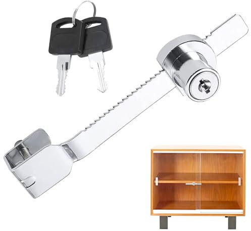 Serratura per terrario con chiave, serratura a cremagliera, lama scorrevole, serratura per porta in vetro, serratura per terrari per vetrine, vetrine, serratura in vetro