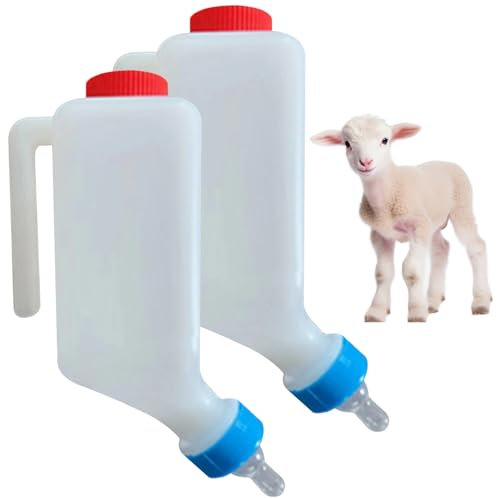 Goat Bottles for Feeding Baby Goats, 2pcs Baby Bottles, 800ml Lamb Feeding Bottle with Scale, Upside Down Goat Feeders Hanging Plastic Nursing Bottle(White)