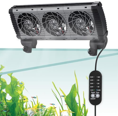 BAOSHISHAN Aquarium Chiller Fan, Powerful Fish Tank Cooling Fan with Adjustable 5 Speed Controller 5 Timer Setting, 180° Rotation Aquarium Cooler Fan Quiet for Tank Home Office