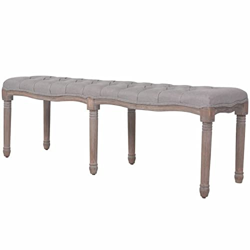 Snsowed Bank, Sitzbank Esszimmer, Küchenbank, Bank Esszimmer, Hockerbank, Pflanzenbank, Betthocker, Sitzecke Küche, Leinen Massivholz 150x40x48 cm Dunkelgrau