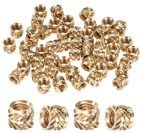 M METERXITY 50-Pack Threaded Inserts - M4 x 5mm L x 6mm OD Brass Heat Set Insert Nuts, for 3D Printing Components/Plastic Parts/Miniature Electronics Female Metric Knurled Nuts