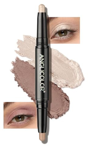 Anglicolor Creme Lidschatten stift, Lidschatten Stift 2 Farbig,Wasserfester Lidschatten Glitzer Und Matter,Langanhaltend,Make-up Für Faltenfreie Augen (01 Pearl shimmer/putty matte)