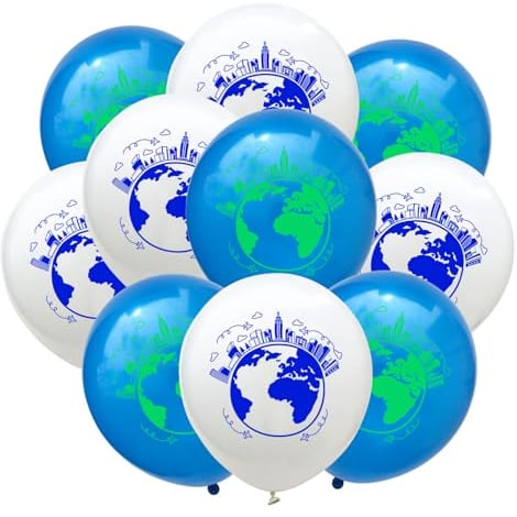 Fesnova 10 Stück WorldMap Ballons, 12 Zoll Erdkugel Ballon,Weltkugel Ballon | Weltkugel Ballon, für Earth Day Dekorationen, Partyzubehör mit Erdkarte, Schulanfangdeko, Weltraum Deko Geburtstag