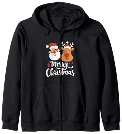 Merry Christmas Père Noël Renne Mignon Noël Sweat à Capuche