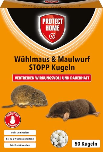 PROTECT HOME Wühlmaus & Maulwurf STOPP Kugeln, Vertreiber-Kugeln für Wühlmäuse und Maulwürfe im Garten, 50 Stück