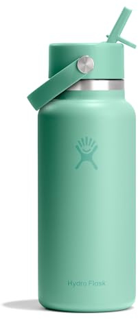 Hydro Flask – Wide Flex Straw Cap 946 ml (32 oz) Bottle | Edelstahl, auslaufsicherer Strohhalm, spülmaschinenfest – Kalt 24 Std. – Wide Mouth – Mermaid Green
