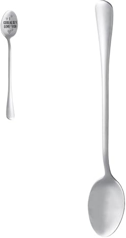 Personalised Stainless Steel Spoons, Custom Engraved Text, Long-Handled Dessert Coffee Spoon, DIY Gifts for Christmas Birthday Housewarming, Mother's Day Valentines Day