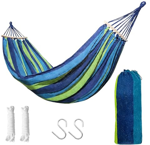 UMCHU 1 Pieza hamacas Jardin, Hamaca de Viaje, para Jardines, Parques | Poliéster, 186×154cm, transpirable, tejido a mano, con todos los accesorios incluidos, ideal para aliviar el cansancio diario