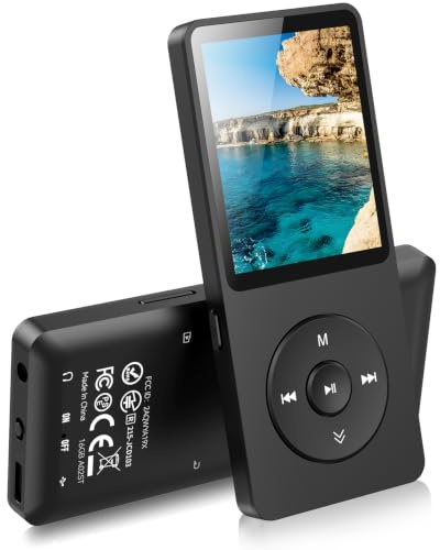 AGPTEK MP3 Player 16GB Bluetooth 5.3, 1.8 Zoll 40 Stunden Wiedergabezeit | Klassischer Sport MP3 Player mit FM Radio, Lautsprecher, bis zu 128G, (Ohne Kopfhörer) Schwarz