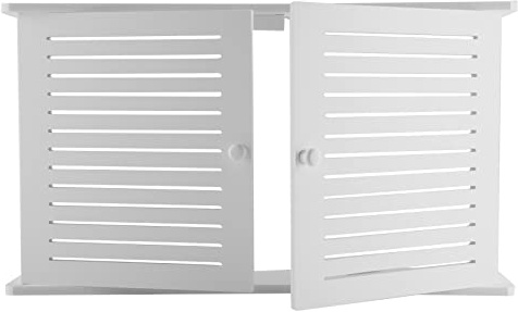 NIZEAMI Wireless Wifi Router Storage Boxes Wooden Box Cable Wire Bracket Wall Hanging Plug Board Shelf -Double Door