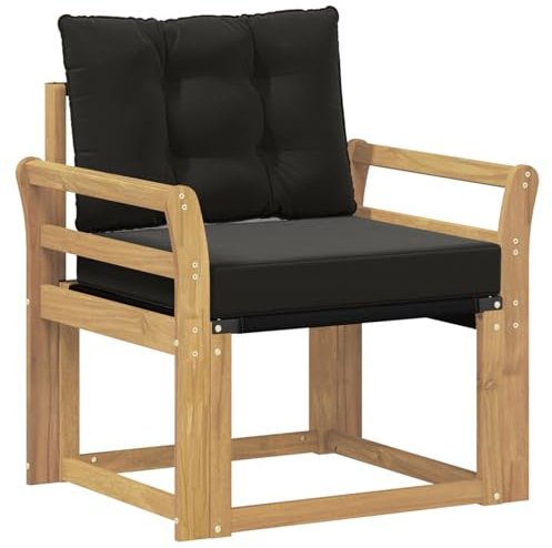 vidaXL Outdoor-Sofa Massives Akazienholz und Textilene Weiß, Balkon Garten Sofa, rechteckige Garten-Lounge Sitzgruppe, strapazierfähige Möbel für entspannte Terrassenstunden