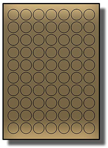 Label Planet® 70 Per Page/Sheet, 5 Sheets (350 Round Metallic Gold Sticky Labels), Quality Golden Colour Coloured A4 Circle All Purpose Stickers, Laser Printers Only LP70/25R LG, 25MM ⌀ Circles