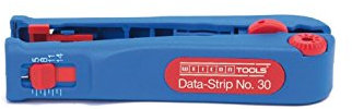 WEICON Data-Strip No.30 | Abisolierwerkzeug für Datenkabel und Netzwerkkabel 4,0 - 10,0 mm Ø | Abisolieren von Leitern und Litzen | Mikroabisolierer 0,05 - 0,5 mm² (0,2-0,8 mmØ) (30-20 AWG) | TÜV | blau / rot | 100% Made in Germany