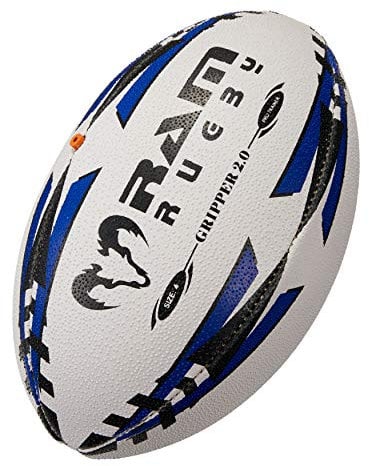 Ram Rugby Gripper 2.0 Pro Trainer Rugby Ball - Hand-stitched - 3-Ply Construction - Hi-tech Bladder - Precision Flight Valve - 3D Grip For Ultimate Passing And Catching Control (Sizes 5, 4 & 3)
