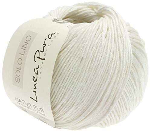 LANA GROSSA Solo Lino | Leinen-Look | Handstrickgarn aus 80% Leinen Viskose & 20% Leinen | 50g Wolle zum Stricken & Häkeln | 120m Garn FB1