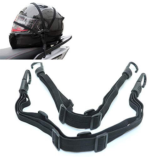 IDS 2 Pcs Motorrad Helm Gepäck Seil Bungee Cord Bandage Umreifung Tape elastisches Band mit 2 Haken, schwarz
