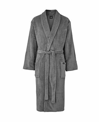 THE SAVILE ROW COMPANY LONDON Men's Lightweight Super Soft Warm Fleece Bath Robe Dressing Gown - Grey Plain - X-Large