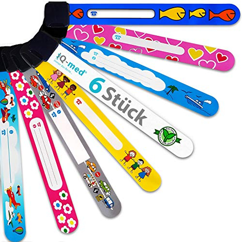 Notfall-Armband für Kinder von iQ-med | 6er Set, wasserfest, mit jedem Kulli beschreibbar | wiederverwendbar (Jungs)