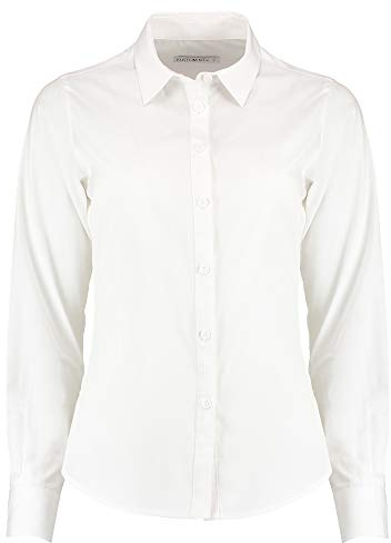 Kustom Kit Womens Long Sleeve Tailored Poplin Shirt White Size 26