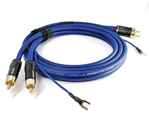 Cable RCA apantallado de 2 vías de 1,5m con Cable de Tierra Extra Largo 1,6m 1x 0,35mm² Cable de Verano Cable de Audio Enchufe Dorado - SC81-K3-0150