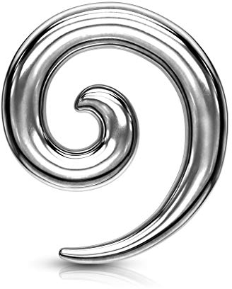beyoutifulthings Dehn-Spirale Edelstahl Taper Silber Dehnanhänger Dehnungs-Schnecke Dehnungs-Sichel Ohr-Piercing Ohr-Schmuck 8mm