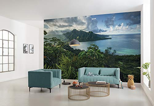 Komar Vlies Fototapete JURASSIC ISLAND | Tapete, XXL, Dekoration, Natur, Landschaft, Schlafzimmer, Wohnzimmer, Büro, Flur | Größe 450 x 280 cm (Breite x Höhe) | SHX9-117